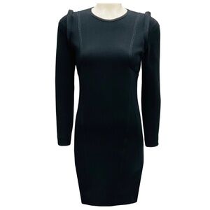 PRINGLE OF SCOTLAND BLACK LONG SLEEVED KNIT BANDAGE DRESS